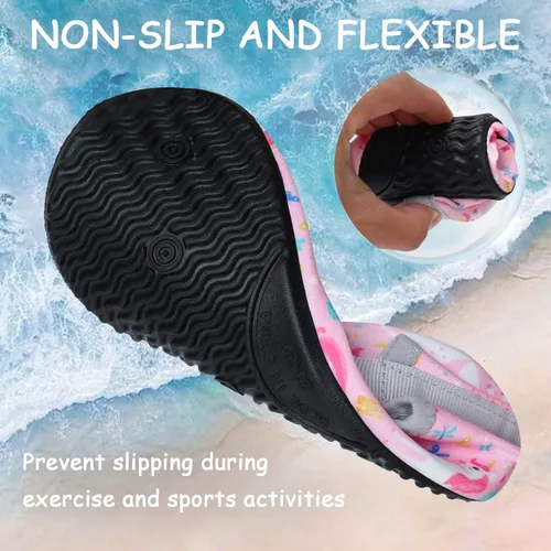 Vista 4 de ANLUKE Zapatos de agua para niños y niñas, calcetines de agua descalzos, secado rápido, playa, natación, deportes al aire libre, para niños pequeños