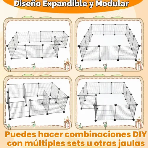 Vista 5 de FHTONGE Hábitat de jaula grande para conejillos de indias con 2 tapetes 12 paneles