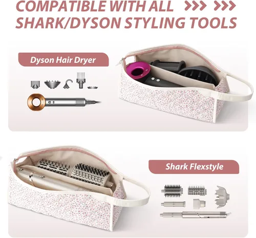Vista 4 de Bolsa de viaje acolchada para herramientas para el cabello Dyson Floral rosa