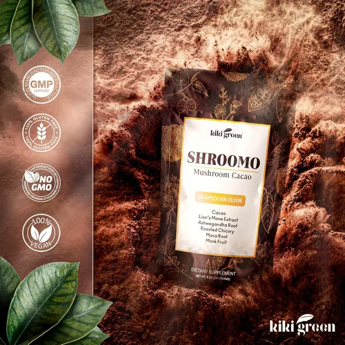 Vista 7 de KIKI Green Paquete de 8 hongos y polvo Shroomo – Complejo adaptogénico de hongos y alternativa de café de hongos para concentración, energía