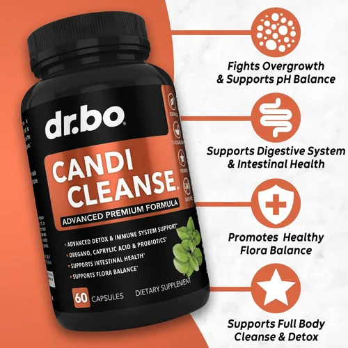 Vista 2 de Candi Cleanse Suplemento de apoyo pastillas y gotas – Aceite de orégano orgánico gotas líquido y ajenjo de nogal negro – Limpiador intestinal oral