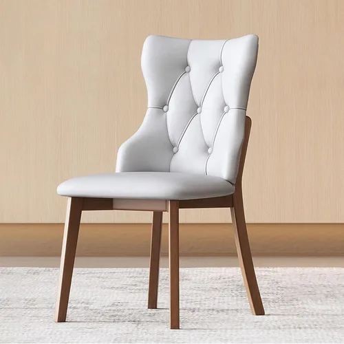 Vista 21 de Upholstered Dining Chairs with Backrest,Kitchen Chairs Leather,Living Room Chair with Wood Legs for Home, Restaurant, Hotel, Conference Room Grey