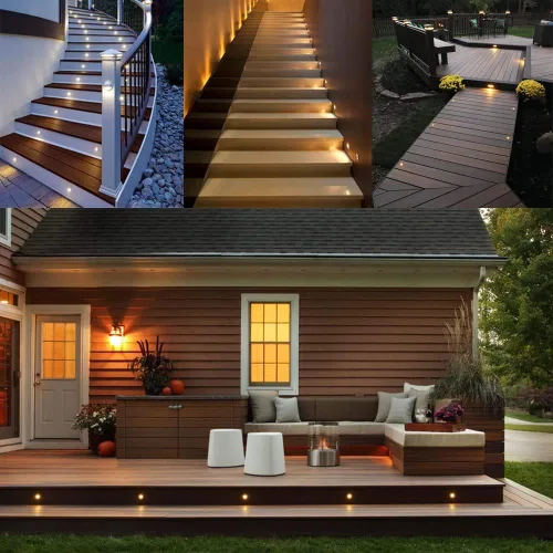 Vista 3 de Lixada Kit de luces LED empotrables para terraza, luz de paisaje al aire libre, IP67, impermeable, bajo voltaje, para patio al aire libre blanco
