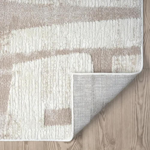 Vista 7 de Abani Alfombra color crema para sala de estar, dormitorio, patrón de bloques, 2 x 3 pies, duradera y fácil de limpiar