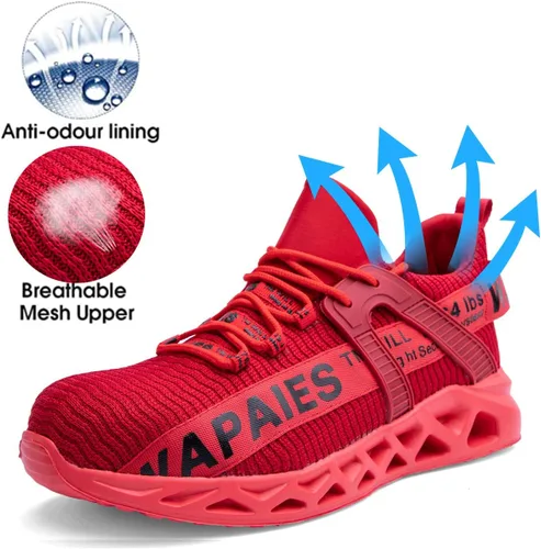 Vista 4 de Los mejores zapatos de punta de acero para mujer, zapatos de trabajo de punta de acero de moda para hombres, zapatos de seguridad resistentes