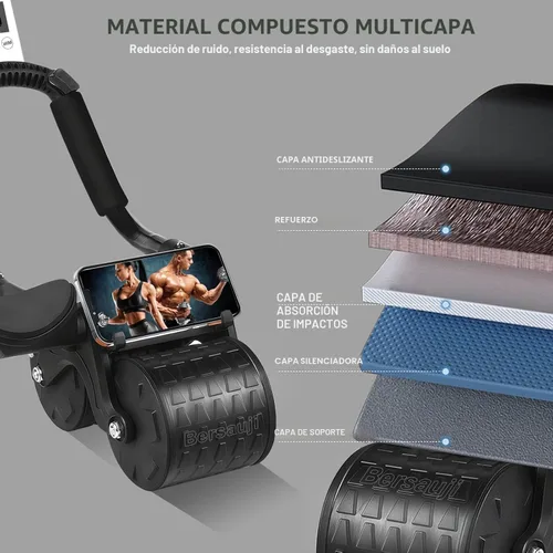 Vista 6 de 2026 Upgraded Ab Roller Wheel with Knee Mat &Timer - Automatic Rebound Abdominal Wheel with Elbow Support, Abs Workout Equipment for Core Strength