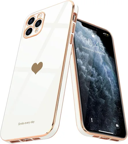 Vista 12 de Teageo Funda para iPhone 11 Pro Max para niñas y mujeres, lindo corazón de amor, cubierta trasera suave, protección completa elevada, protección