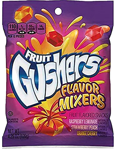 Vista 6 de Fruit Gushers Paquete de 2 variedades, mezcladores de bayas súper ácidas y sabores, sin gluten y llenos de vitamina C.