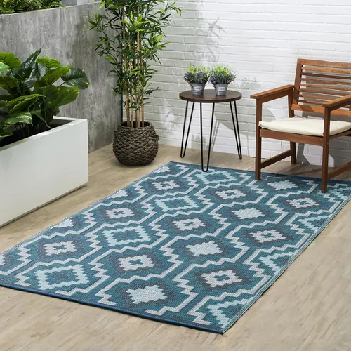Vista 10 de Fab Habitat - Alfombra de exterior azteca, impermeable, resistente a la decoloración, sin arrugas, plástico reciclado de primera calidad, a rayas