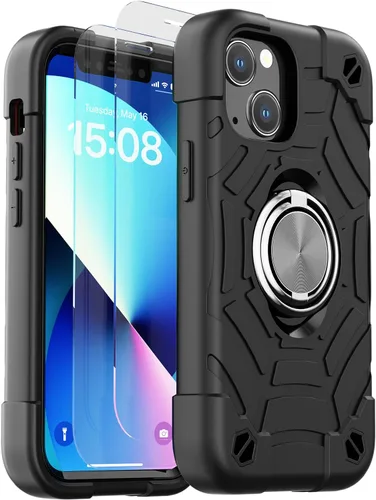 Vista 13 de KCJ Funda para iPhone SE 2022/2020, iPhone 8/7/6/6S, con [2×Protectores de Pantalla][Soporte de Anillo] Silicona Suave+PC Duro Protección Completa