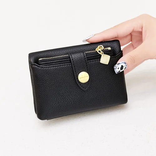 Vista 7 de AOXONEL Billeteras plegables para mujer, carteras pequeñas RFID para mujer, carteras compactas de cuero para mujer, con tarjetero extraíble