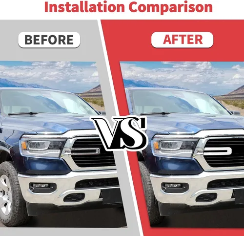 Vista 7 de Jimen Compatible con Dodge Ram 2018-2025, 2 piezas de cubierta de rejilla delantera accesorios exteriores (blanco)