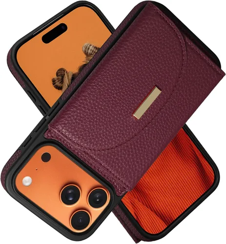 Vista 22 de Funda tipo cartera de Keallce para iPhone 14 Pro de 6.1 pulg., funda con tapa y ranuras para tarjetas, soporte con anillo, funda protectora de piel