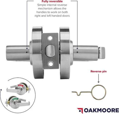 Vista 5 de Manija de puerta comercial OAKMOORE Cerradura para baño vacante, ocupado y comercial para baño público y edificios industriales