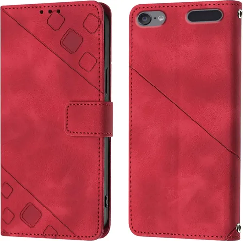 Vista 11 de LEMAXELERS Funda para iPod Touch 5, iPod Touch 7 Wallet Funda para teléfono con [tarjetero de crédito] Textura de sangría PU Flip Funda de cuero