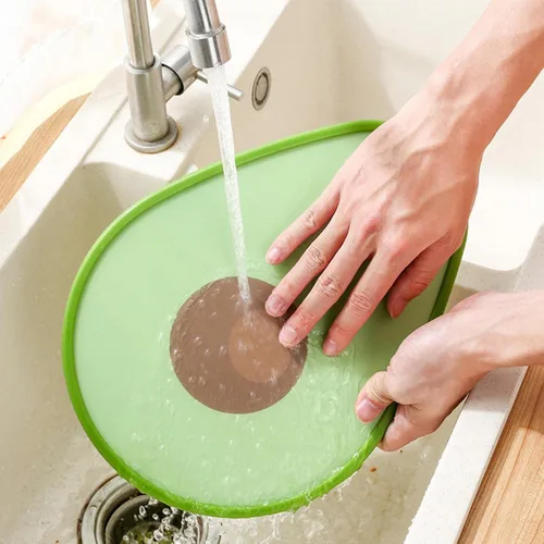 Vista 2 de Tabla de cortar, tabla de cortar de plástico de doble cara con forma de aguacate Tabla de cortar frutas y verduras, herramienta de cocina, segura