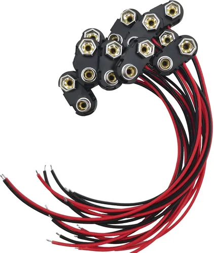 Vista 2 de Conector de batería de 9 V, 10 piezas tipo T de 9 voltios conector de hebilla de plástico duro utilizado en experimentos estudiantiles, u otros