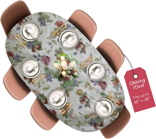 Vista 44 de LAMINET Mantel elástico ajustable para mesa, medallón grande, redondo, se adapta a mesas de hasta 45 a 56 pulgadas de diámetro Medallion