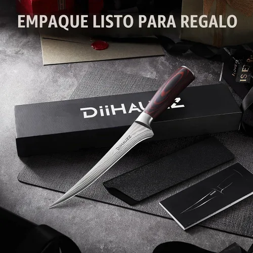 Vista 8 de DiiHAUZZ Cuchillo de filete de 7 pulgadas, cuchillo afilado para deshuesar