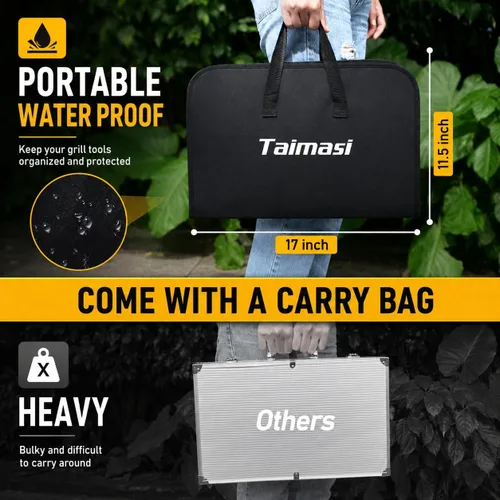 Vista 8 de 34 accesorios para parrilla, regalos para hombres, accesorios de barbacoa resistentes de 16 pulgadas, herramientas de barbacoa de acero inoxidable