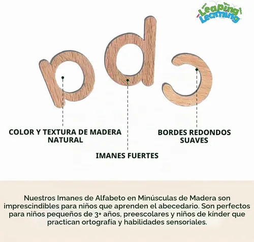 Vista 5 de Imanes del alfabeto, minúsculas magnéticas de madera para niños a partir de 3 años