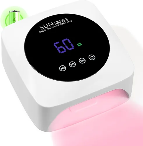Vista 10 de Lámpara de uñas LED UV inalámbrica de 96 W, luz UV recargable para uñas de gel con 3 ajustes de temporizador, secador de uñas profesional de secado