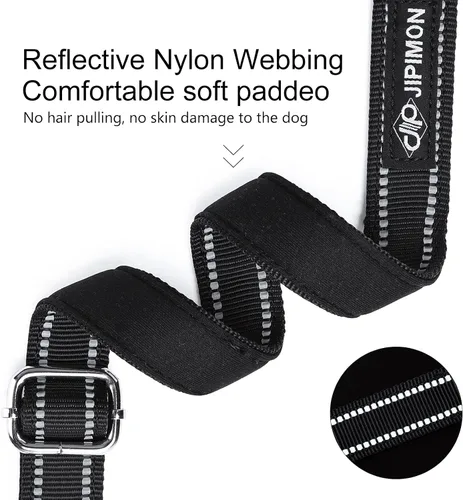 Vista 3 de Collar Martingala para perros con cadena de acero inoxidable (S, negro) Ajustable, a prueba de escapes, costuras reflectantes para paseos