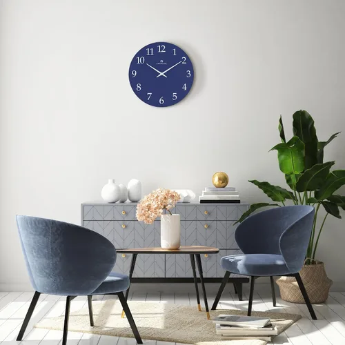 Vista 3 de Lafocuse Reloj de pared de madera azul marino de 12 pulgadas, funciona con pilas, simple y minimalista reloj de pared de cocina silencioso