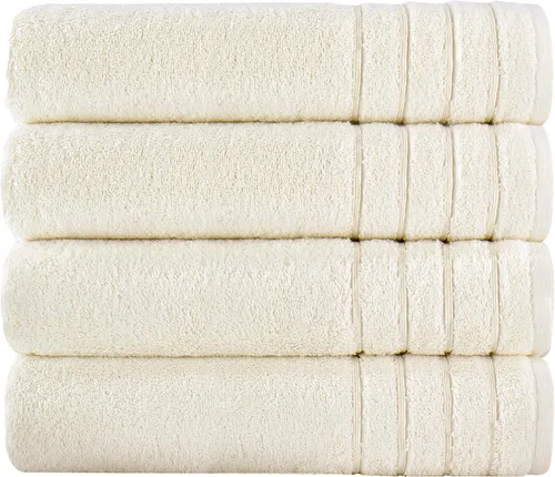 Vista 23 de Towels Beyond - Juego de toallas de lujo de 4 piezas, fabricadas con 100% algodón turco, altamente absorbentes y cómodas, incluye 2 toallas de baño