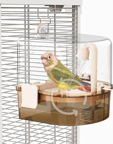 Vista 8 de Baños automáticos para pájaros para jaula – Baño de periquito interior con bomba, ducha de pájaros con 2 modos de agua corriente, accesorio de jaula