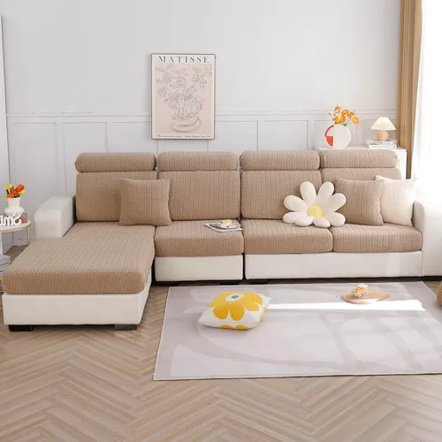 Vista 14 de OKYUK Fundas universales para sofá en forma de L resistentes al desgaste, funda para sofá chaise lounge, protector elástico de muebles Rosa Trigo