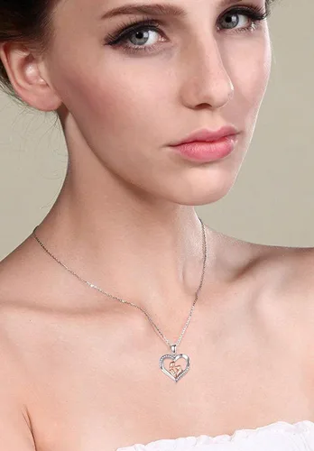 Vista 4 de INFUSEU Collar de plata de ley con corazón para mujeres y niñas, regalo para amantes de las mascotas, cadena de 18.0in