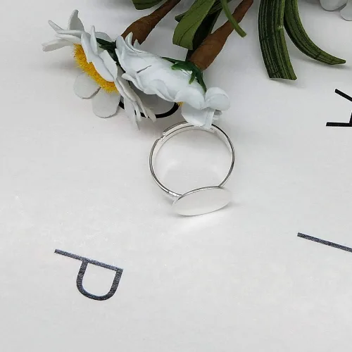 Vista 6 de Anillo ajustable de plata de ley 925 con almohadilla redonda de 6/8/0.472 in para anillos de perlas, fabricación de anillos hechos a mano