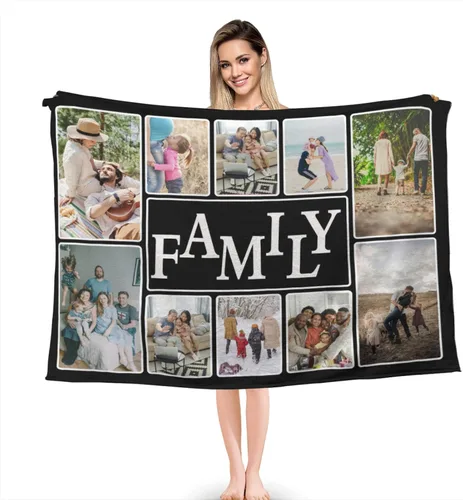 Vista 16 de Manta personalizada, diseño de vellón con texto, mantas con imágenes personalizadas para bebé, madre, padre, adultos, amigos, amantes, perros, 1 Foto