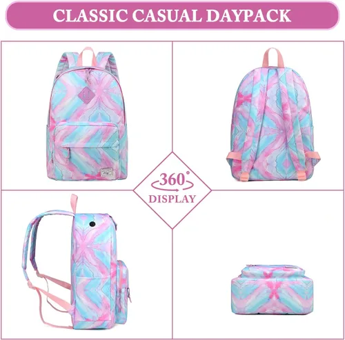 Vista 6 de Kasqo Mochila escolar, mochila clásica ligera y resistente al agua de 17 pulgadas para hombres, mujeres, adolescentes, niñas, niños y niños a