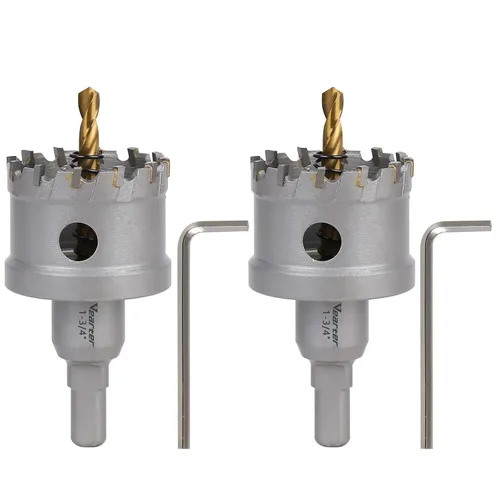 Vista 32 de Sierra perforadora de carburo de 1-1/2 pulgadas (1.496 in) para metal duro, cortador de agujeros con punta de carburo de tungsteno con broca piloto