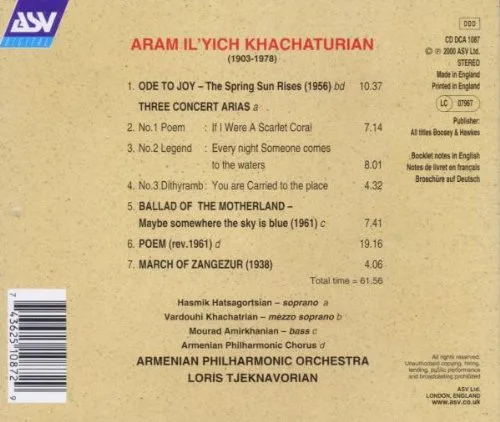 Vista 2 de Khachaturian Three Concert Arias, Ode to Joy, Poem