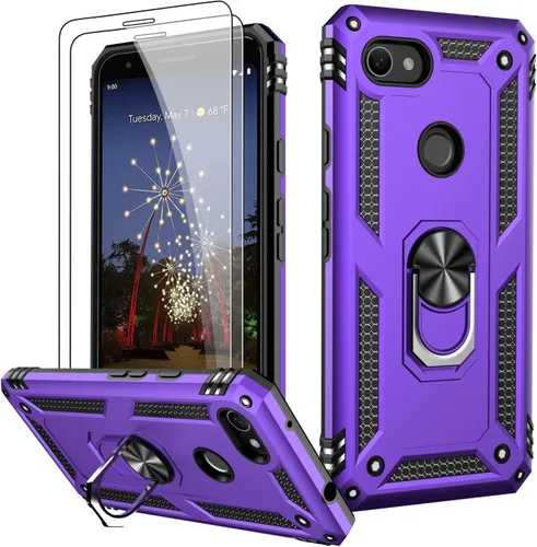 Vista 76 de LUMARKE para Google Pixel 3A XL - Funda con protector de pantalla, funda protectora grado militar probada contra caídas de 16 pies con soporte