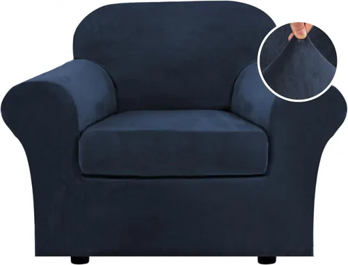 Vista 79 de H.VERSAILTEX - Funda elástica para sofá de 2 piezas, funda protectora de terciopelo, suave, con parte inferior elástica, con un ancho de hasta 49
