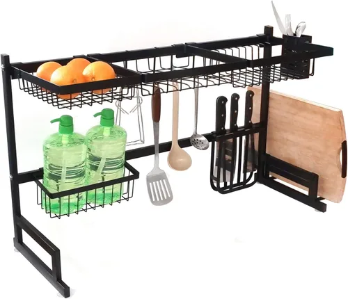Vista 8 de Estante de secado de platos sobre el fregadero Soporte de cubiertos de acero inoxidable 33" [P/N: ET-DISHRACK002] Kit Premium