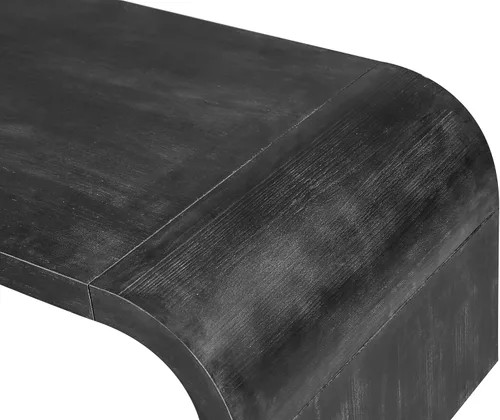 Vista 8 de Mesa de centro de madera para sala de estar, mesa de centro de artesanía vintage de granja, mesa de centro curvada de diseño Art Deco, mesas de té
