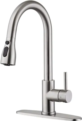 Vista 8 de CREA Grifo de Fregadero de Cocina, Grifos de Cocina Extraíbles con Rociador 3 Modos, Grifo de Lavandería Utilitario de Níquel Cepillado Agujero