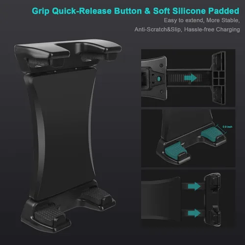 Vista 2 de Cup Holder Car Tablet Mount, Universal 360° Rotation Adjustable Long Arm Holder Stand for iPad Pro 12.9/11/10.5/9.7/Air/Mini 6/5/4, Galaxy Tab/Z