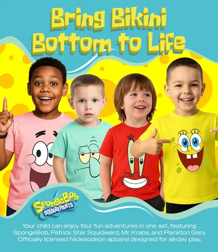 Vista 2 de Camiseta gráfica de Bob Esponja (Conjuntos) Patrick Star Calamardo Plancton Gary Atuendo Camiseta Niños pequeños/Cumpleaños a Ropa de niños