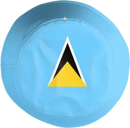Vista 4 de Lindo sombrero de pescador con bandera divertida, plegable, a la moda, para exteriores, para mujeres, hombres, niños y niñas Bandera de Santa