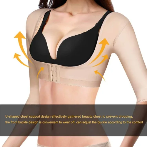 Vista 2 de BRABIC Modeladora de la parte superior del brazo postquirúrgico, mangas de compresión más delgadas, corrector de postura, moldeadora para mujer
