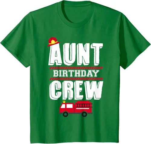 Vista 52 de Aunt Birthday Crew Fire Truck Fireman - Camiseta para fiesta de acogida, Negro, S