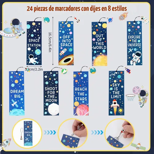 Vista 4 de Kolewo4ever Juego de papelería de 148 piezas con temática del espacio exterior: 100 lápices espaciales, lápices de astronauta, 24 planetas cohetes