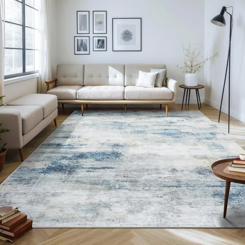 Vista 24 de Auemtyn Alfombra de área de 8 x 10 pies para sala de estar, alfombra lavable con parte trasera antideslizante, alfombra de pelo bajo para gris