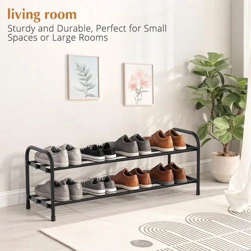 Vista 5 de INSMART Estante Organizador de Zapatos de 2 Niveles: Estante Organizador de Zapatos Ampliable y Ajustable, Estante de Almacenamiento de Zapatos